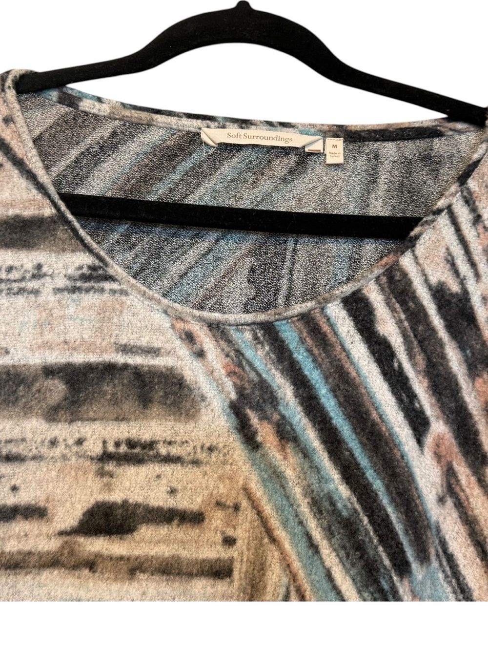 Soft Surroundings Beige Multi Abstract Stripe Long Sleeve Top - Picture 3 of 9
